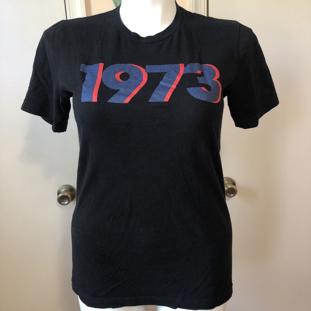 Social Goods prinkshop 1973 Black Cotton Graphic Crew Neck Retro T-Shirt Medium